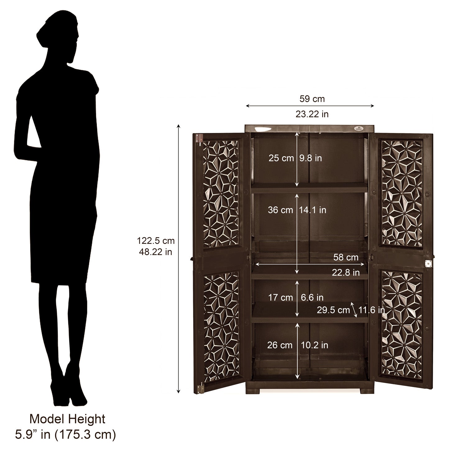 Nilkamal Freedom Mini Medium (FMM) Star Plastic Storage Cabinet (Weathered Brown & Biscuit) - Nilkamal | VK Furniture & Electronics Mangalore