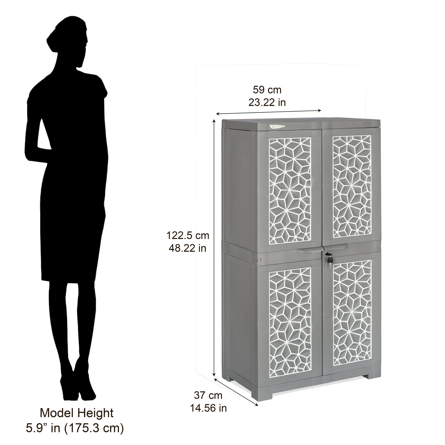 Nilkamal Freedom Mini Medium (FMM) Star Plastic Storage Cabinet (Haze Grey & Milky White) - Nilkamal | VK Furniture & Electronics Mangalore