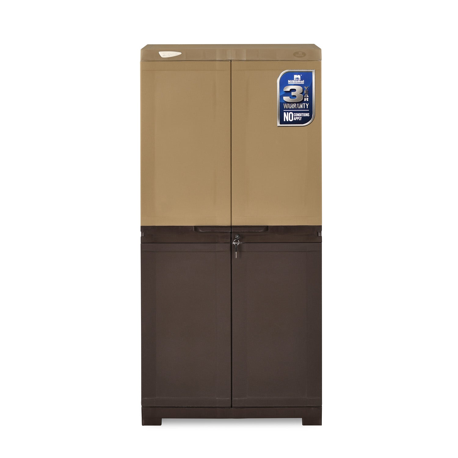 Nilkamal Freedom Mini Medium (FMM Duet) Plastic Storage Cabinet (Rattan Dark Beige & Weather Brown) - Nilkamal | VK Furniture & Electronics Mangalore