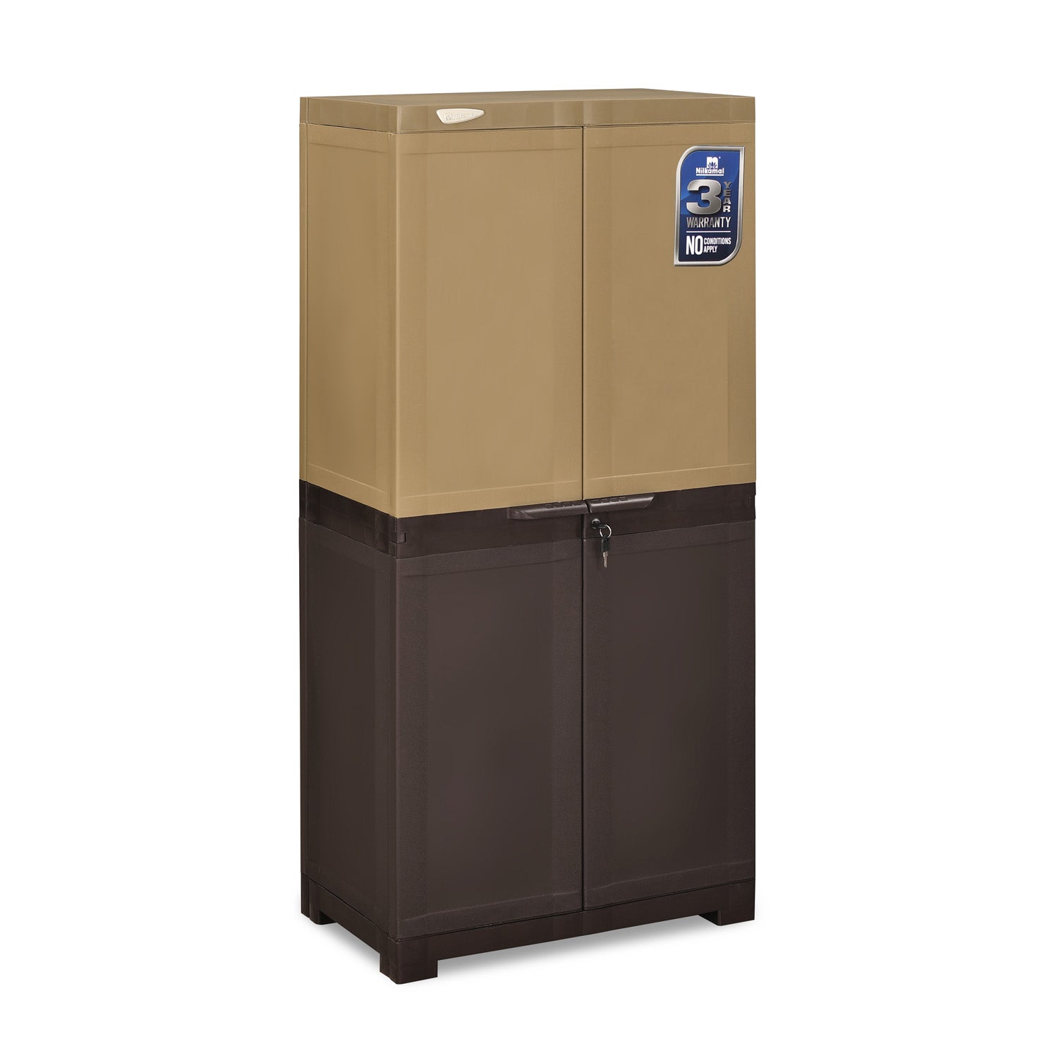 Nilkamal Freedom Mini Medium (FMM Duet) Plastic Storage Cabinet (Rattan Dark Beige & Weather Brown) - Nilkamal | VK Furniture & Electronics Mangalore