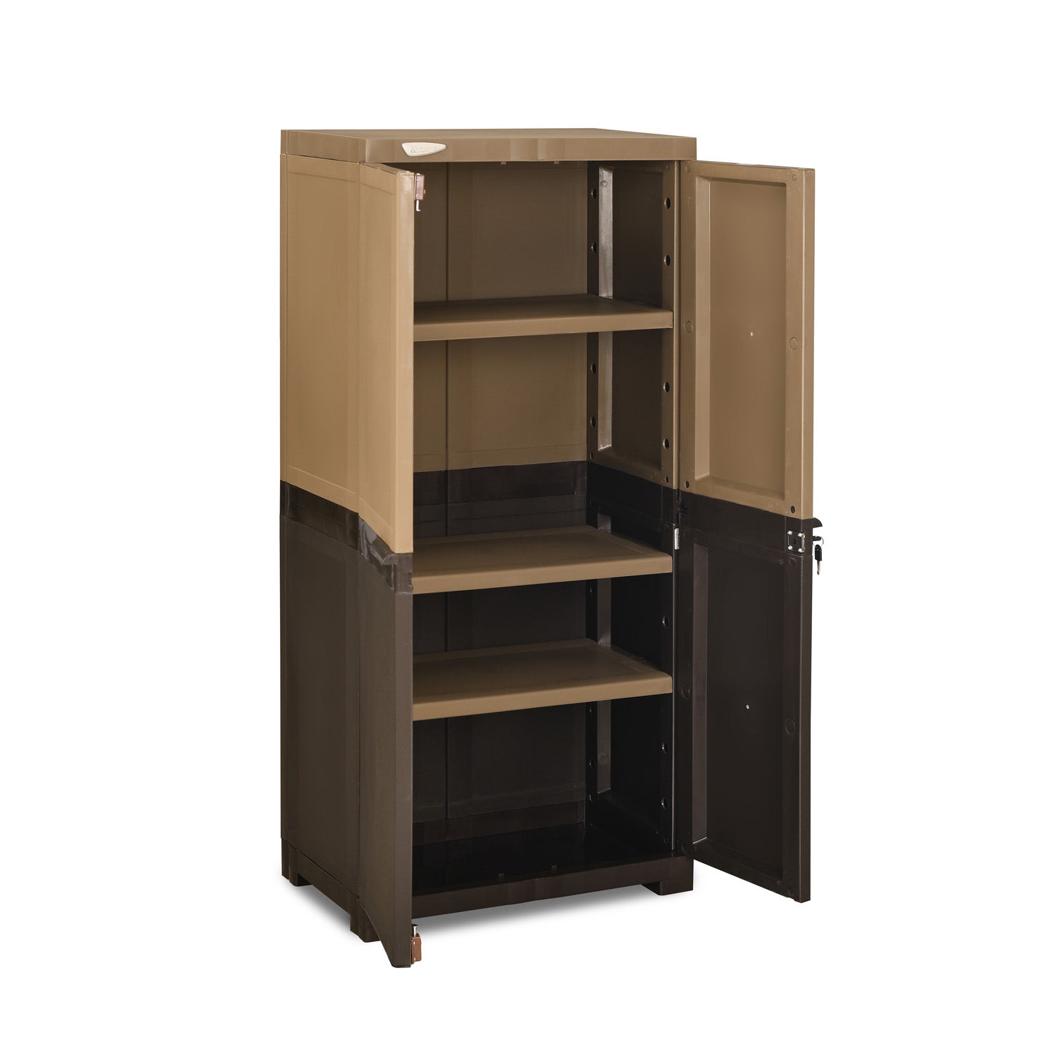 Nilkamal Freedom Mini Medium (FMM Duet) Plastic Storage Cabinet (Rattan Dark Beige & Weather Brown) - Nilkamal | VK Furniture & Electronics Mangalore