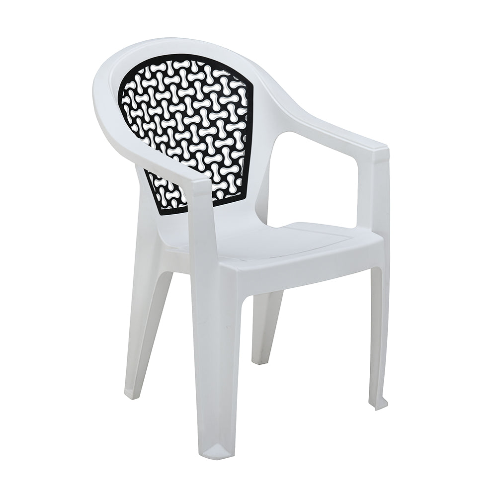 Nilkamal Paradise Plastic Arm Chair (Milky White & Black) - Nilkamal | VK Furniture & Electronics Mangalore