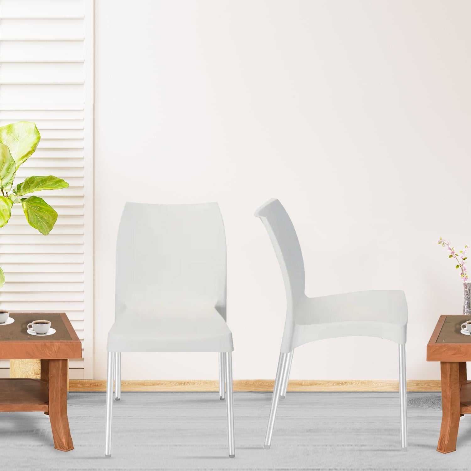 Nilkamal Novella 07 Plastic Armless Chair (Milky White) - Nilkamal | VK Furniture & Electronics Mangalore