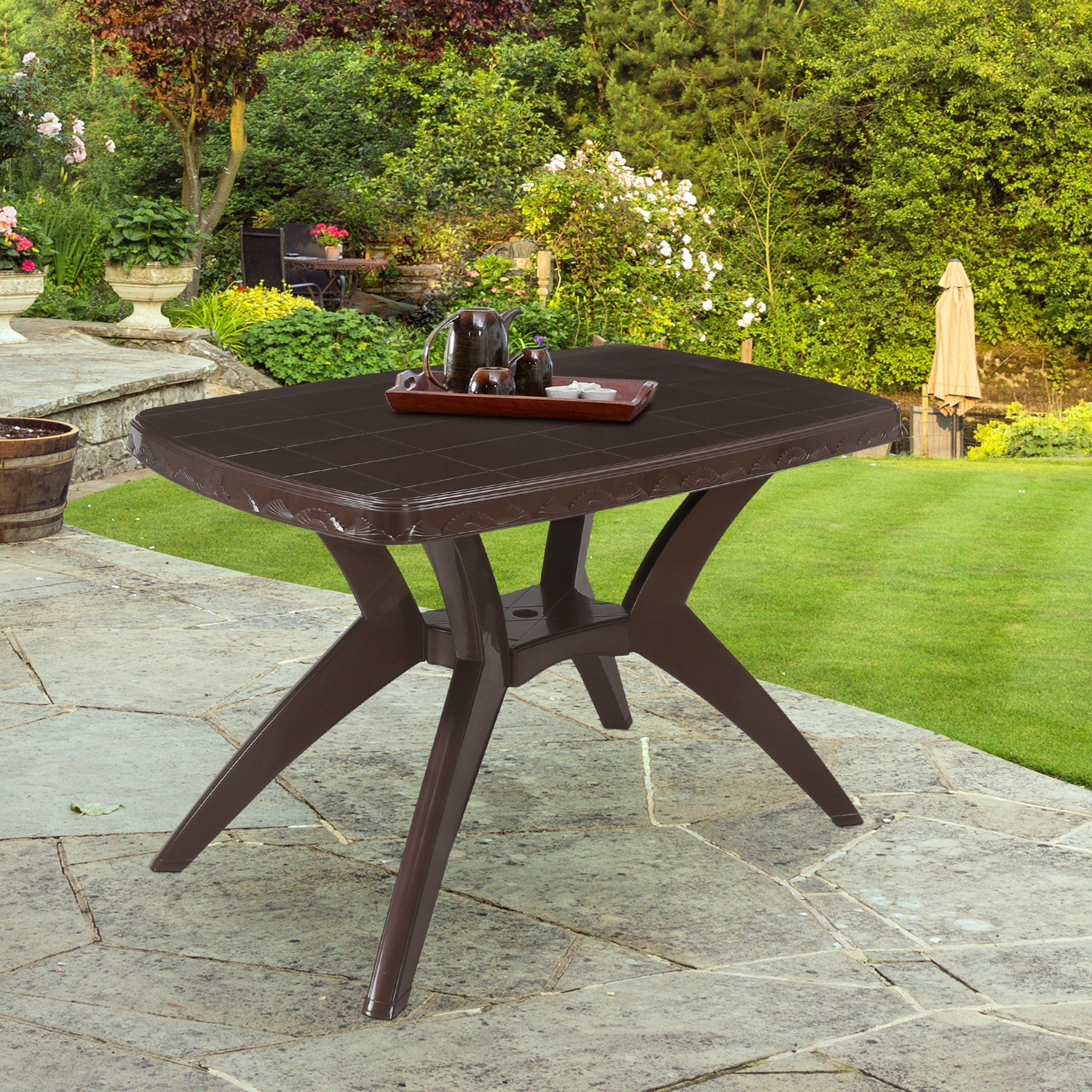 Nilkamal Shahenshah Kross legged Table (Weather Brown) - Nilkamal | VK Furniture & Electronics Mangalore