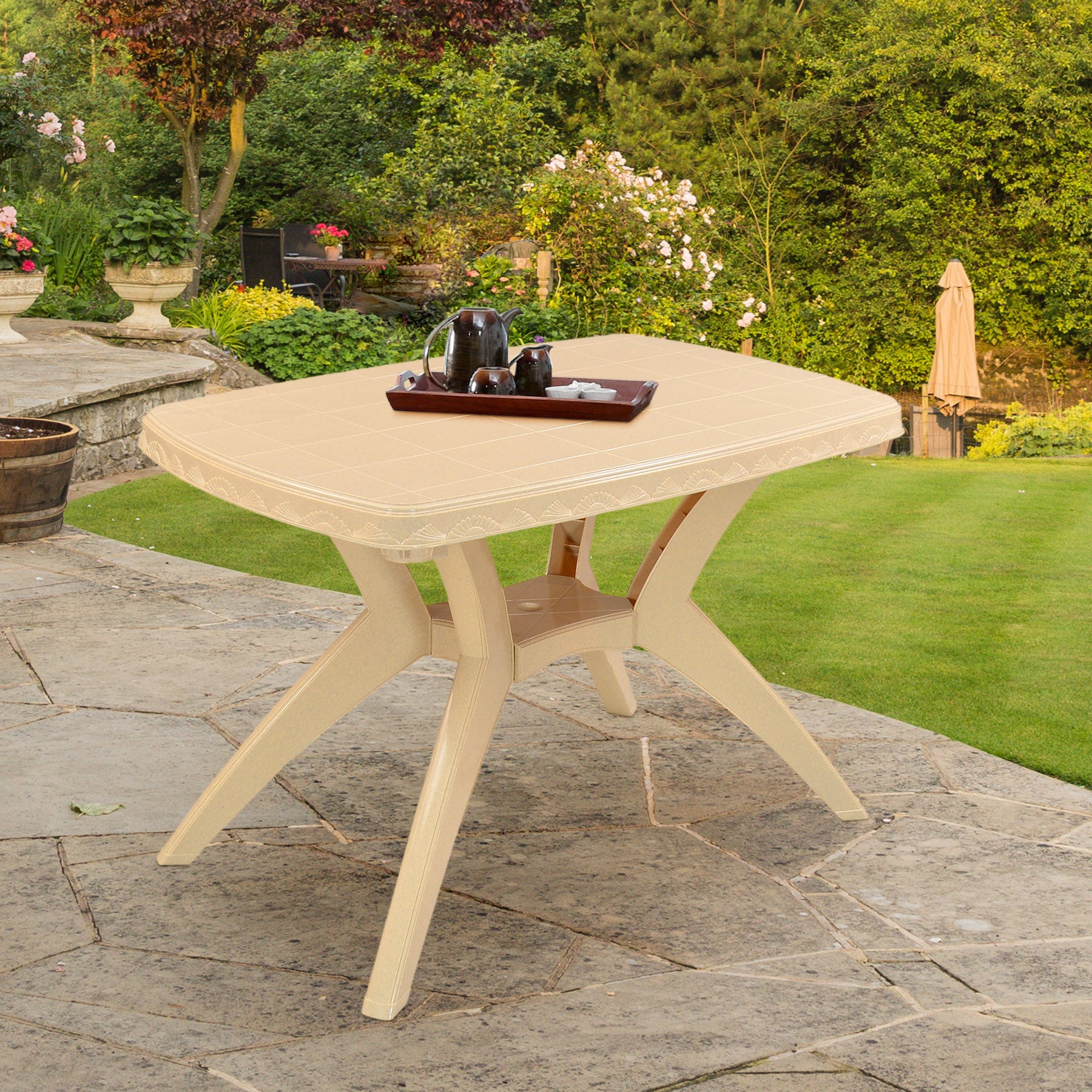 Nilkamal Shahenshah Kross legged Table (Marble Beige) - Nilkamal | VK Furniture & Electronics Mangalore