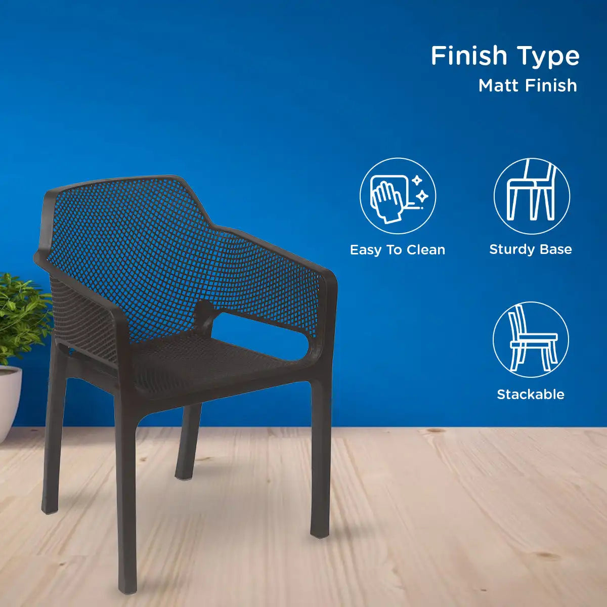 Nilkamal Captain Plastic Arm Chair (Season Rust Brown) - Nilkamal | VK Furniture & Electronics Mangalore