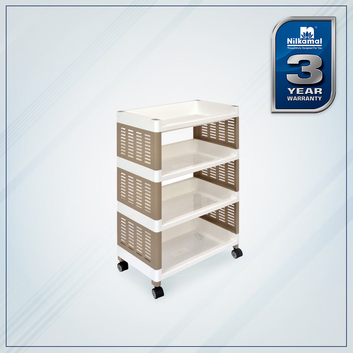 Nilkamal Trolley 25 (Milky White / Taupe Plaza) - Nilkamal | VK Furniture & Electronics Mangalore