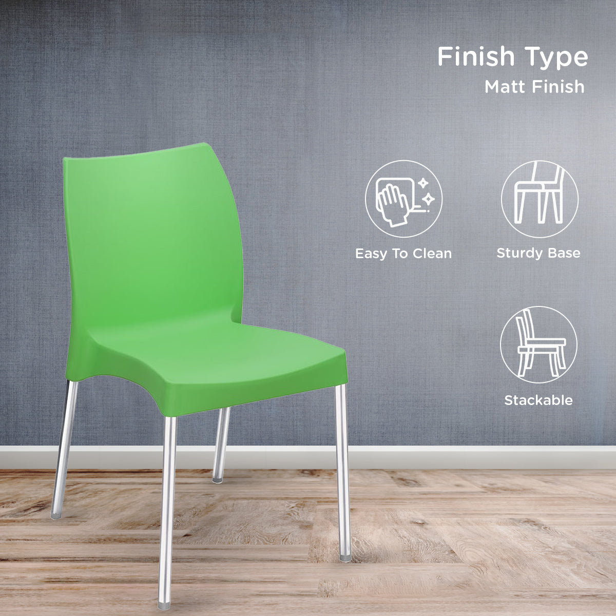 Nilkamal Novella 07 Plastic Armless Chair (Green) - Nilkamal | VK Furniture & Electronics Mangalore