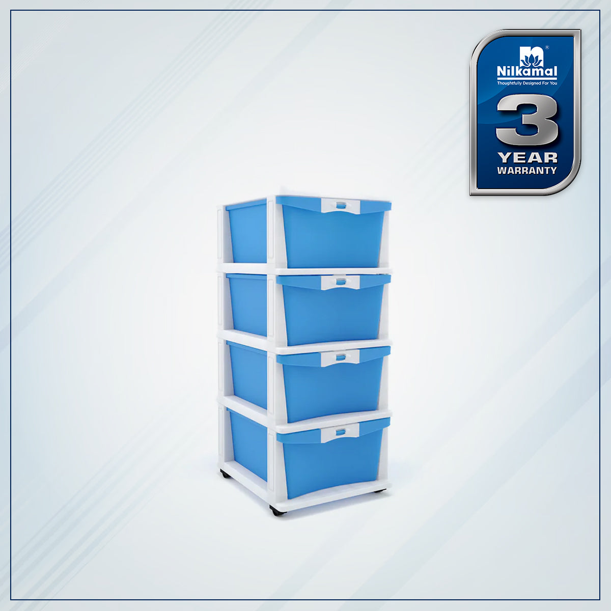 Nilkamal CHTR24 Four Layers Chest of Drawer (Blue and Cream) - Nilkamal | VK Furniture & Electronics Mangalore