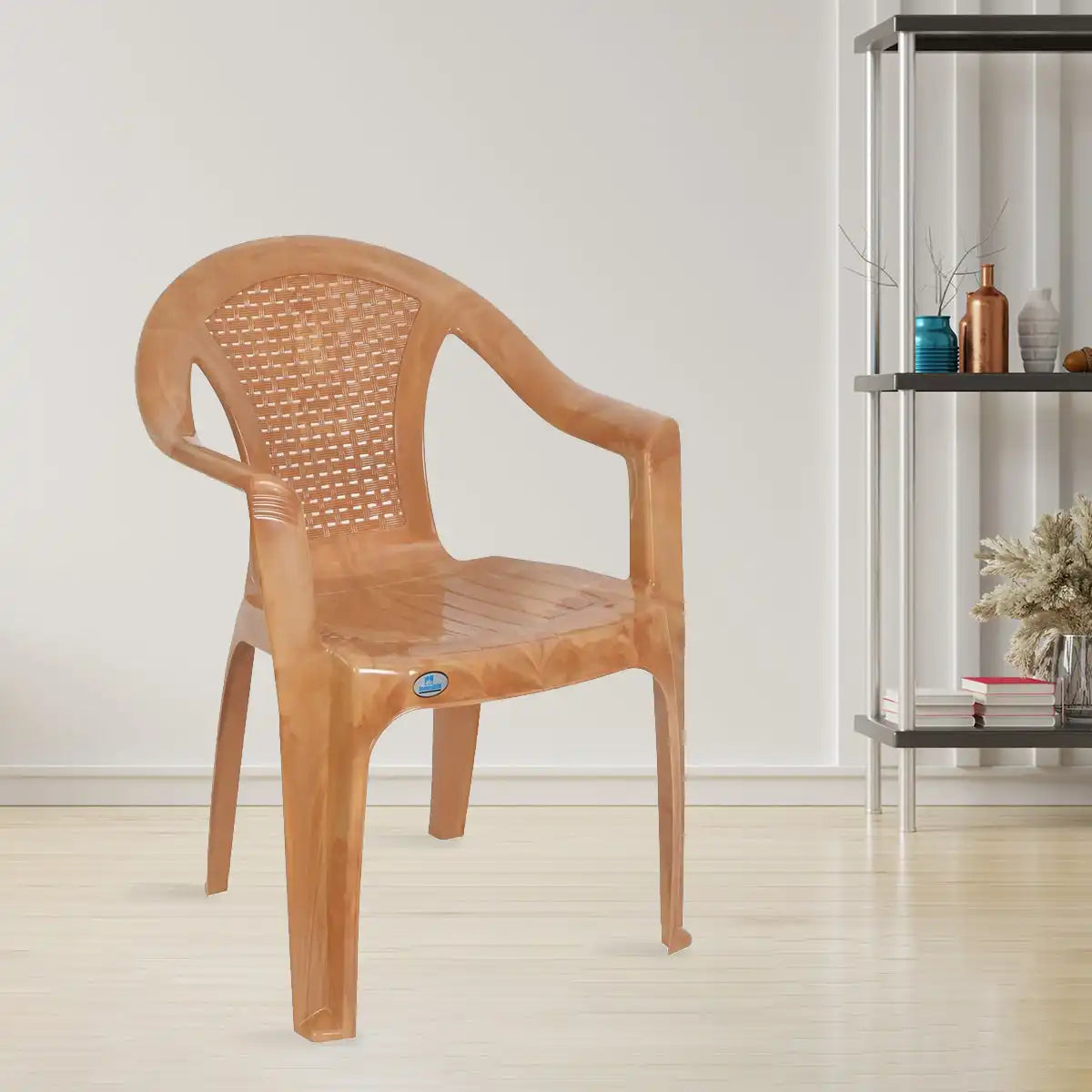 Nilkamal CHR2061 Plastic Arm Chair (Pear Wood)
