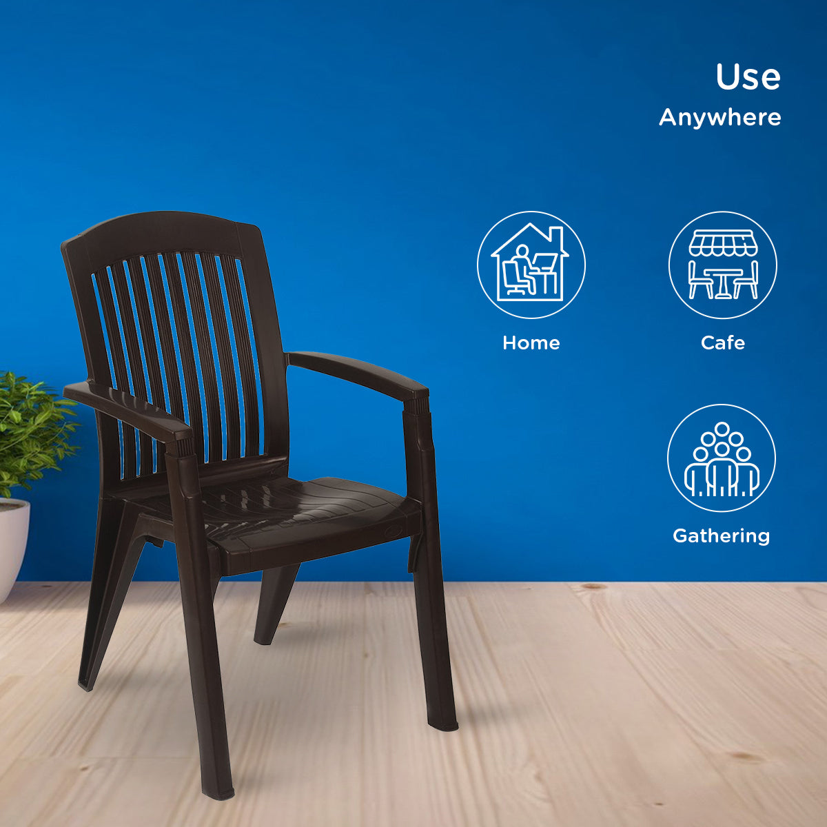 Nilkamal Heritage Plastic Arm Chair (Weather Brown) - Nilkamal | VK Furniture & Electronics Mangalore
