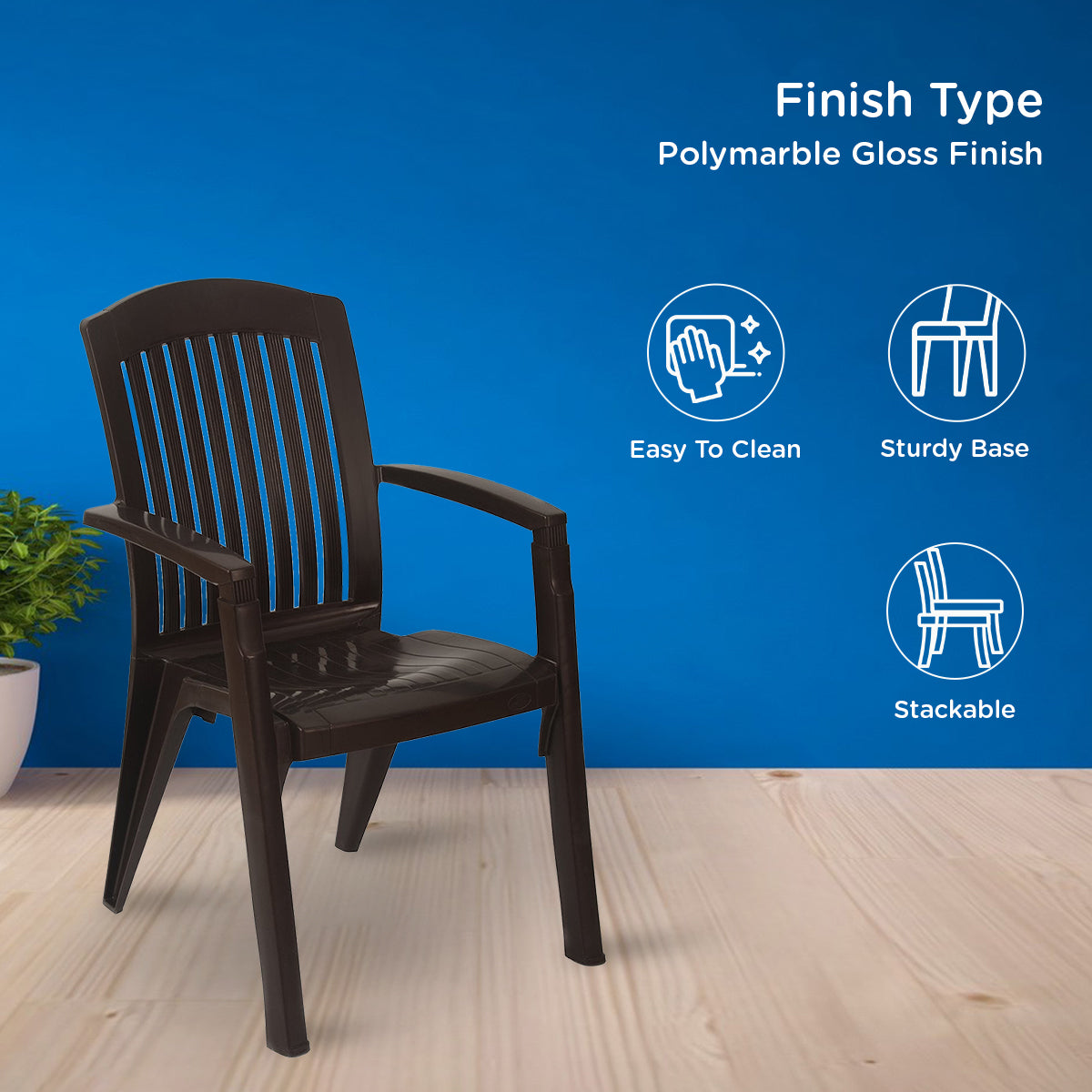 Nilkamal Heritage Plastic Arm Chair (Weather Brown) - Nilkamal | VK Furniture & Electronics Mangalore
