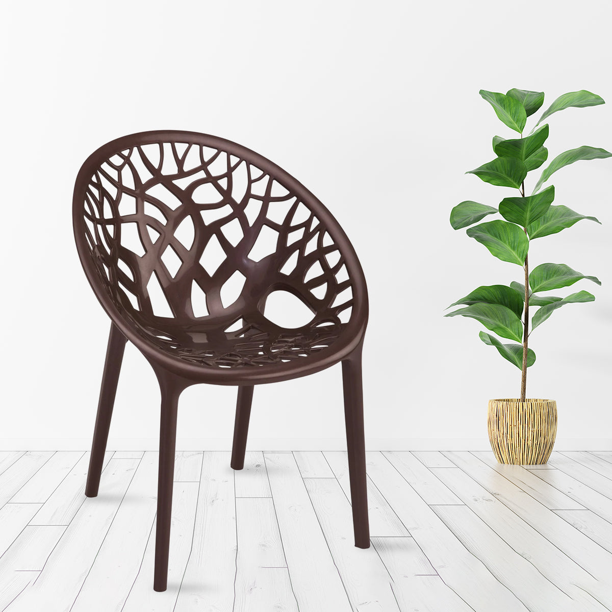Nilkamal Crystal Polypropylene Premium Chair (Weather Brown) - Nilkamal | VK Furniture & Electronics Mangalore