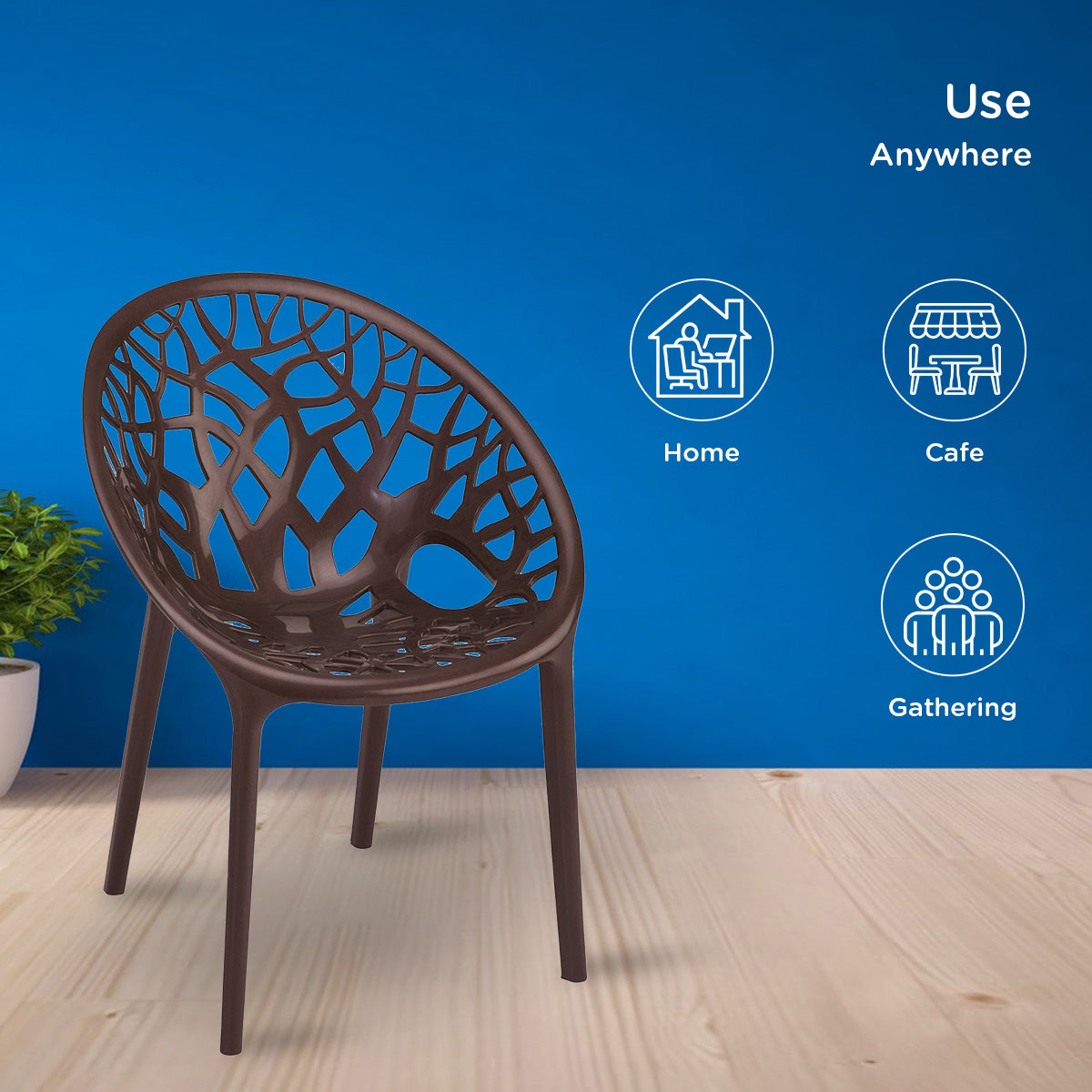 Nilkamal Crystal Polypropylene Premium Chair (Weather Brown) - Nilkamal | VK Furniture & Electronics Mangalore