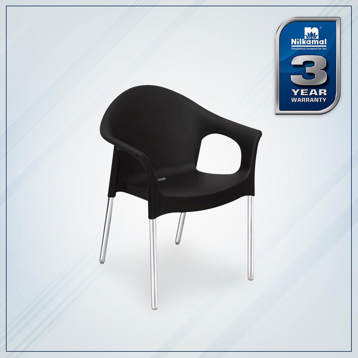 Nilkamal Novella 09 Plastic Arm Chair (Iron Black) - Nilkamal | VK Furniture & Electronics Mangalore