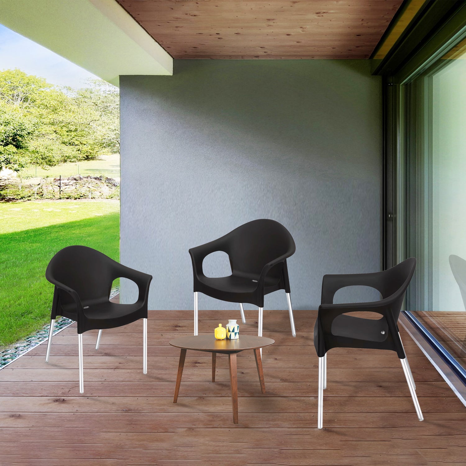 Nilkamal Novella 09 Plastic Arm Chair (Iron Black) - Nilkamal | VK Furniture & Electronics Mangalore