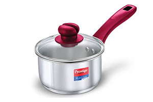Prestige Platina Popular Stainless Steel Sauce Pan with Glass Lid
