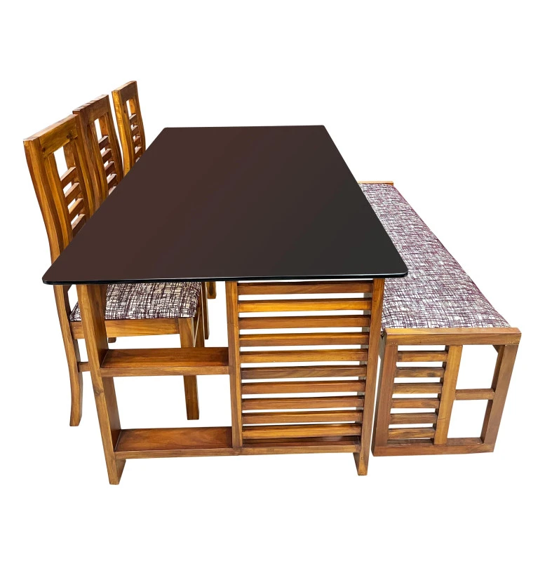 VK Parker Model Dining Set With 3 chair & 1 Bench - VK Furniture | VK Furniture & Electronics Mangalore